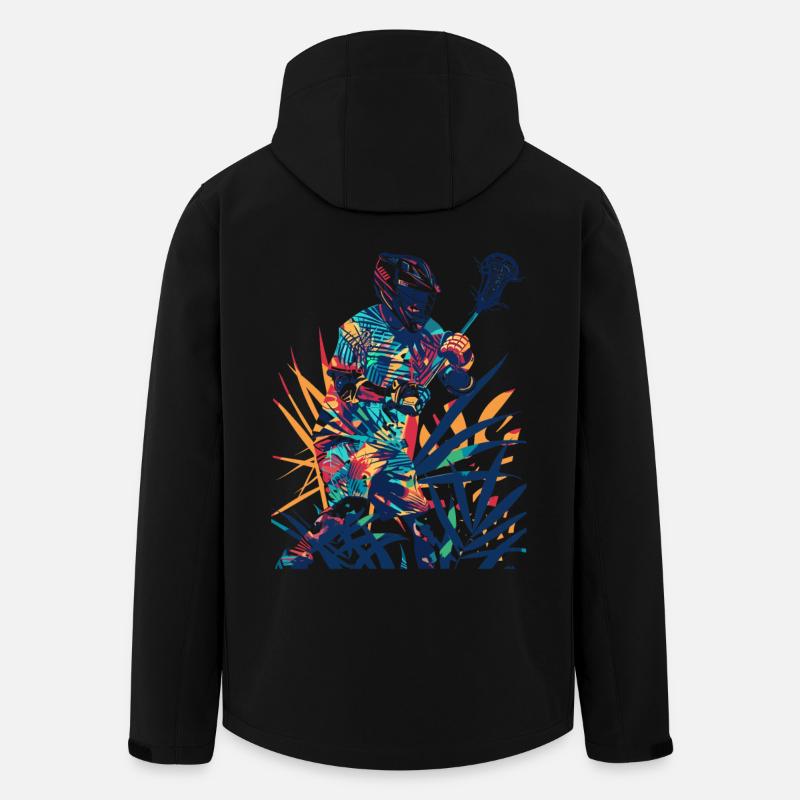 Lacrosse Spieler Comic Look - Recycelte Männer Softshell-Jacke von Stanley/Stella - Schwarz