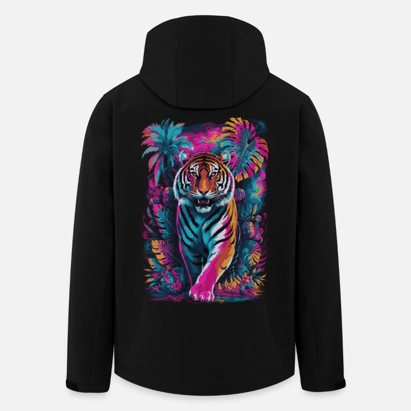 Psychedelic Tiger in Vibrant Jungle Design - Men’s Recycled Softshell Jacket by Stanley/Stella - black