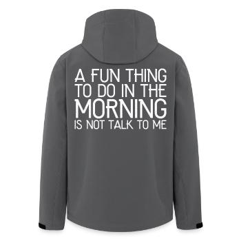 a fun thing to do in the morning - Men’s Recycled Softshell Jacket by Stanley/Stella - black - Back - AI Model Male 185 light (185cm)