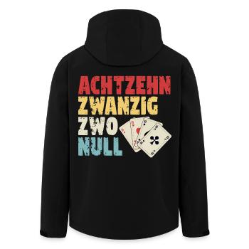 Kartenspiel Skat Spruch Achtzehn Zwanzig Zwo Null - Recycelte Männer Softshell-Jacke von Stanley/Stella - Schwarz - Hinten - AI Model Male 185 light (185cm)