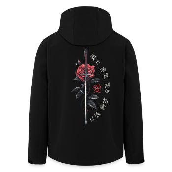 Japan Schriftzeichen Schwert Rose Geschenk - Recycelte Männer Softshell-Jacke von Stanley/Stella - Schwarz - Hinten - AI Model Male 185 light (185cm)