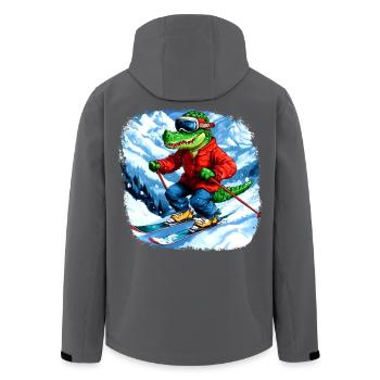 Krokodil Skifahrer - Recycelte Männer Softshell-Jacke von Stanley/Stella - Schwarz - Hinten - AI Model Male 185 light (185cm)