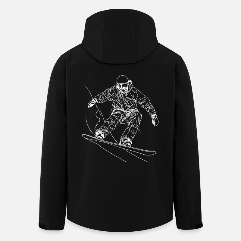 Dessin de snowboarder - Veste softshell homme en polyester recyclé Stanley/Stella - noir