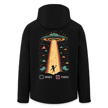 Valentine's Day Forgive Alienally Funny Gift - Men’s Recycled Softshell Jacket by Stanley/Stella - black - Back - AI Model Male 185 light (185cm)