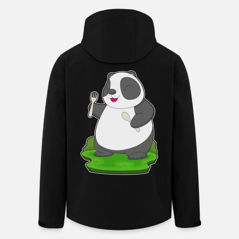 Fourchette cuillère panda - Veste softshell homme en polyester recyclé Stanley/Stella - noir