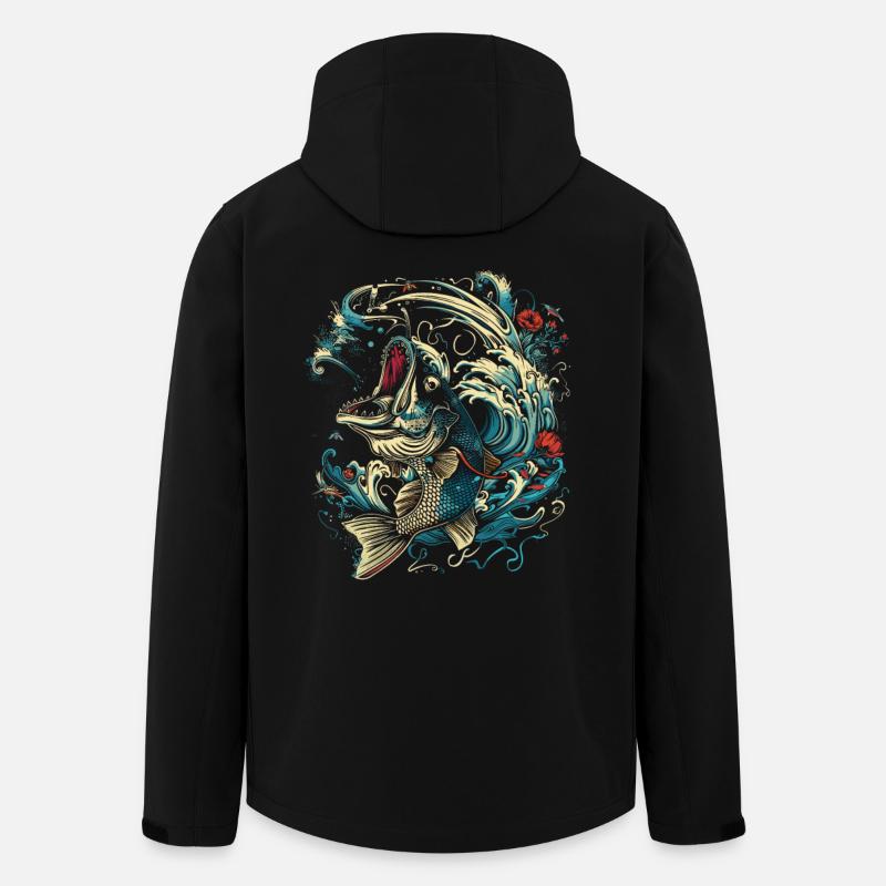 Fischen Cartoon Stil - Recycelte Männer Softshell-Jacke von Stanley/Stella - Schwarz