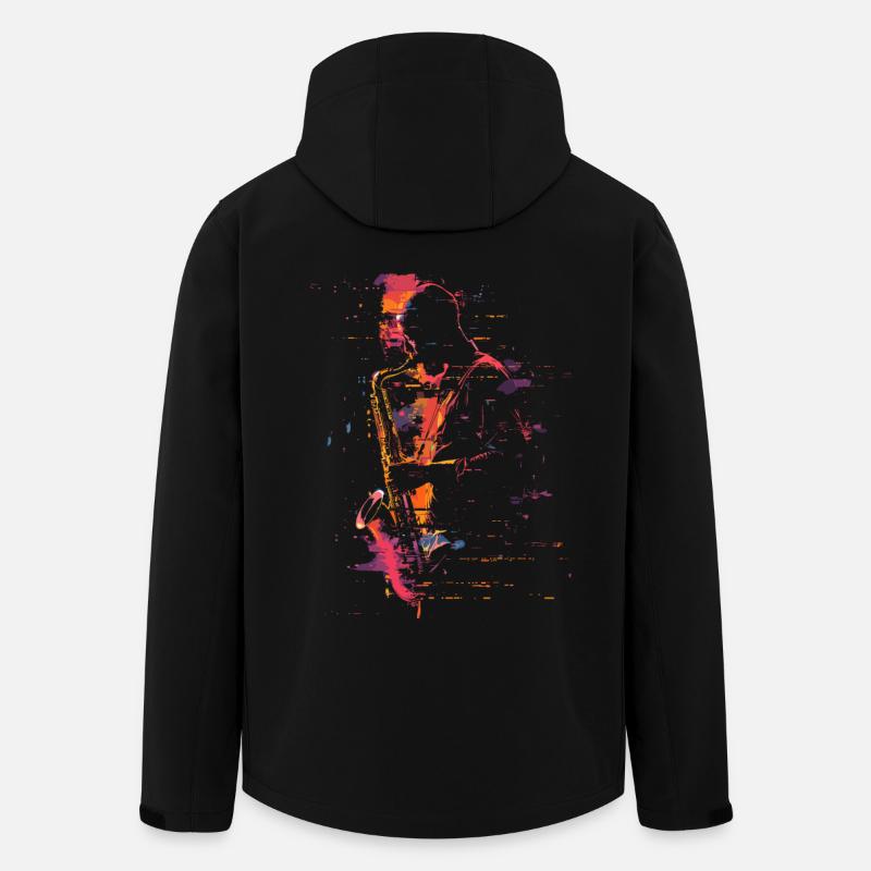 Saxophonist Synthwave - Recycelte Männer Softshell-Jacke von Stanley/Stella - Schwarz