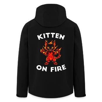 Katze aus Feuer und Lava - Kitten on Fire - Recycelte Männer Softshell-Jacke von Stanley/Stella - Schwarz - Hinten - AI Model Male 185 light (185cm)
