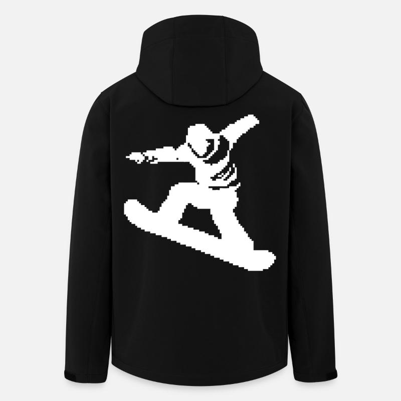 Graphique Pixel Snowboarder - Veste softshell homme en polyester recyclé Stanley/Stella - noir