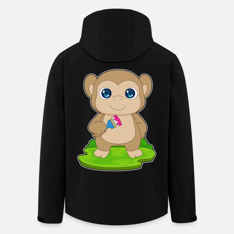 Affe Maler Pinsel Malen - Recycelte Männer Softshell-Jacke von Stanley/Stella - Schwarz