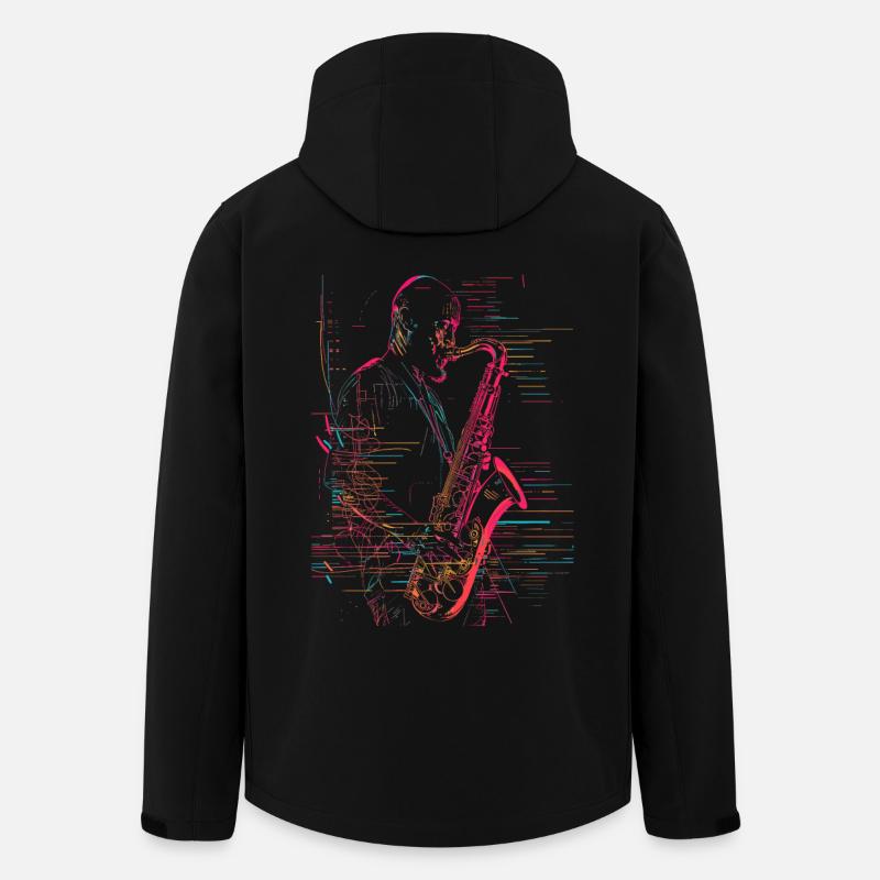 Saxophonspieler Line Art - Recycelte Männer Softshell-Jacke von Stanley/Stella - Schwarz