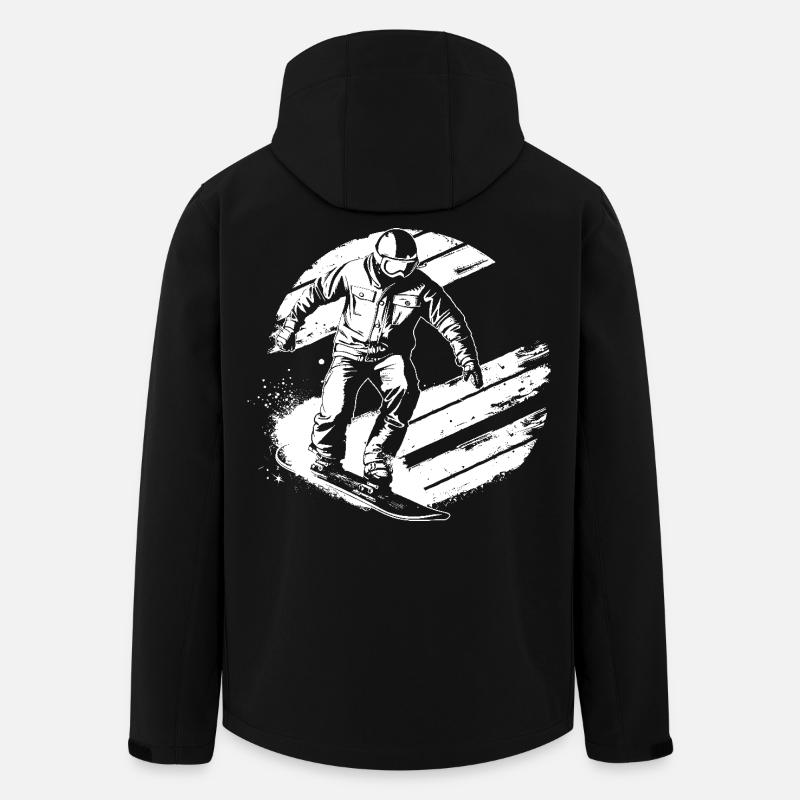 Dessin de snowboarder - Veste softshell homme en polyester recyclé Stanley/Stella - noir