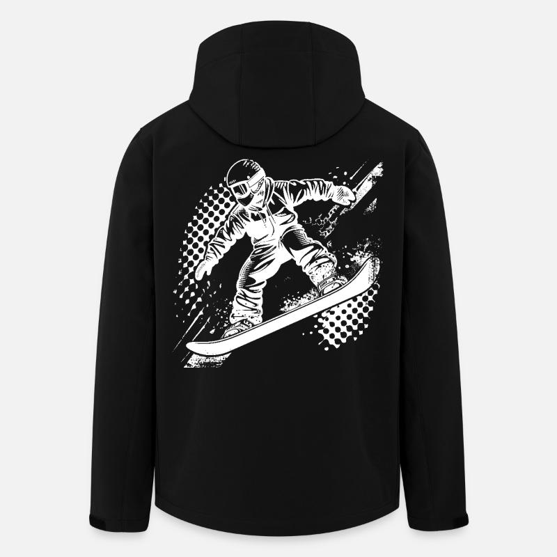 Dessin de snowboarder - Veste softshell homme en polyester recyclé Stanley/Stella - noir