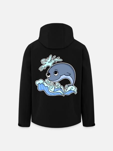 Whale Animal Ocean Graphic - Men’s Recycled Softshell Jacket by Stanley/Stella - black