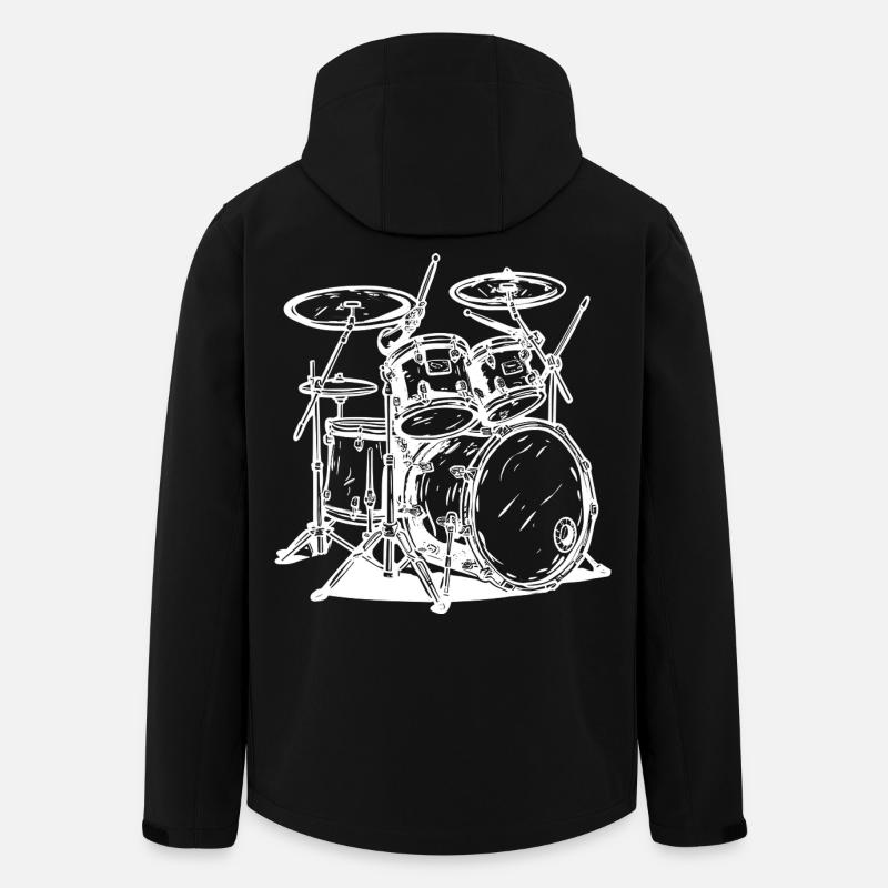 Drumkit Line Art - Men’s Recycled Softshell Jacket by Stanley/Stella - black