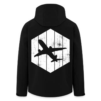 Airplanes Sketch - Men’s Recycled Softshell Jacket by Stanley/Stella - black - Back - AI Model Male 185 light (185cm)