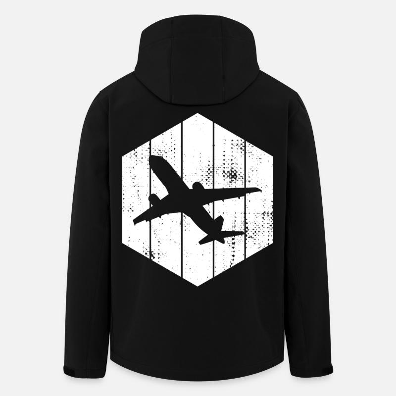 Croquis d’avions - Veste softshell homme en polyester recyclé Stanley/Stella - noir