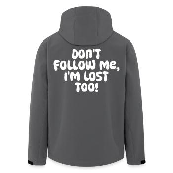 lost found philosophy quote - Men’s Recycled Softshell Jacket by Stanley/Stella - black - Back - AI Model Male 185 light (185cm)
