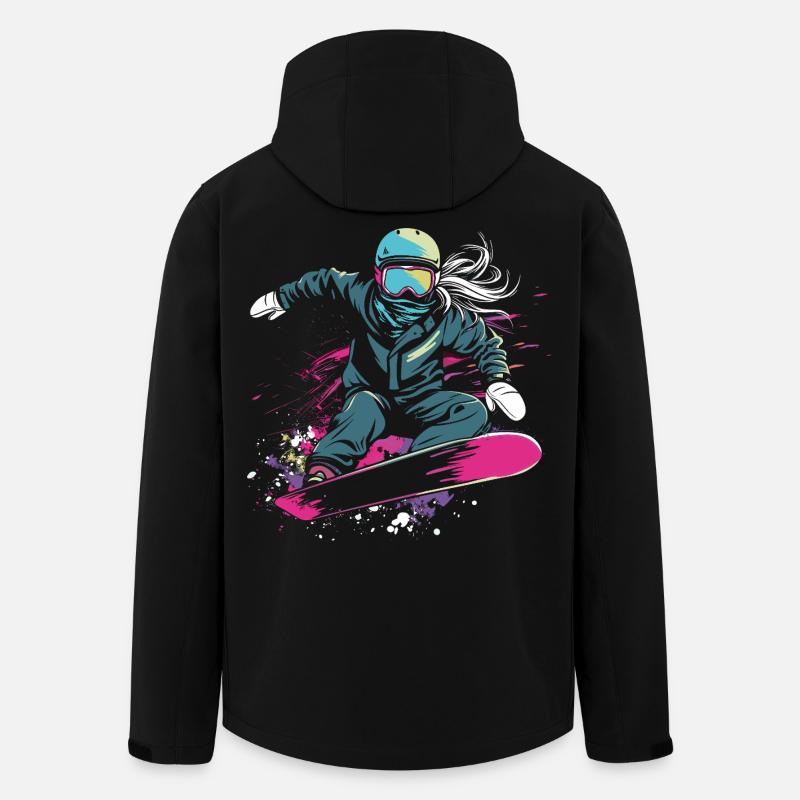 Graphique du snowboarder - Veste softshell homme en polyester recyclé Stanley/Stella - noir