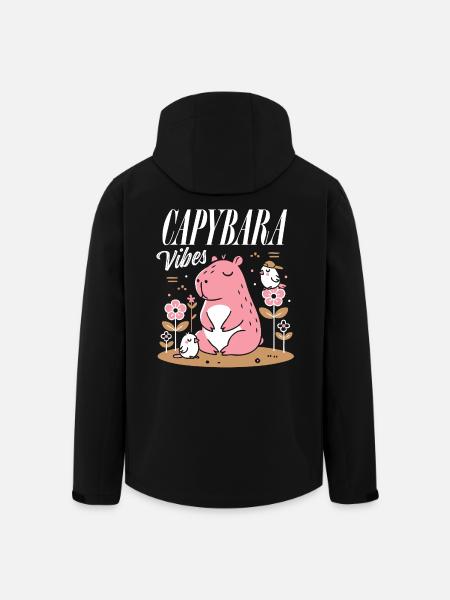 Ambiance détendue de Capybara - Veste softshell homme en polyester recyclé Stanley/Stella - noir
