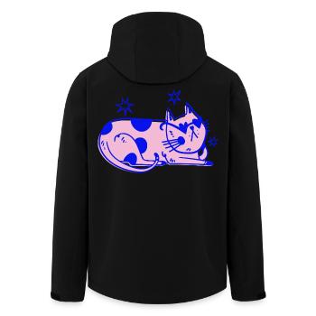 Chat élégant – Ambiance rétro détendue - Veste softshell homme en polyester recyclé Stanley/Stella - noir - Dos - AI Model Male 185 light (185cm)