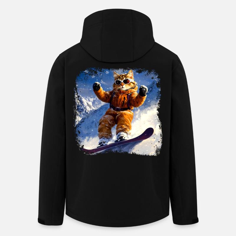 Katzen Snowboard - Recycelte Männer Softshell-Jacke von Stanley/Stella - Schwarz
