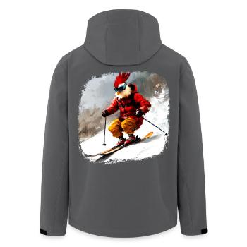 Hühner Ski / Skifahrer Huhn - Recycelte Männer Softshell-Jacke von Stanley/Stella - Schwarz - Hinten - AI Model Male 185 light (185cm)