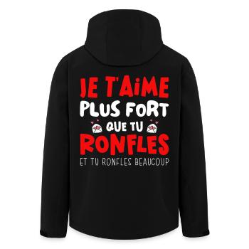 Saint Valentin 2026 Homme Femme Couple Ronfle - Veste softshell homme en polyester recyclé Stanley/Stella - noir - Dos - AI Model Male 185 light (185cm)