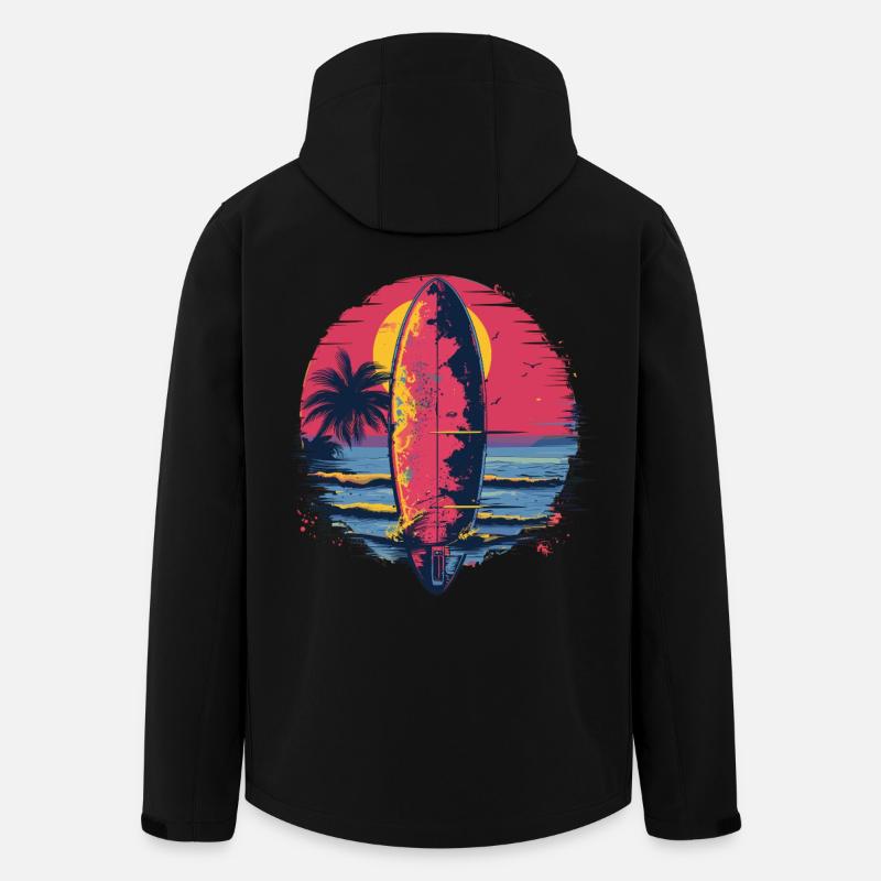 Planche de surf Synthwave - Veste softshell homme en polyester recyclé Stanley/Stella - noir