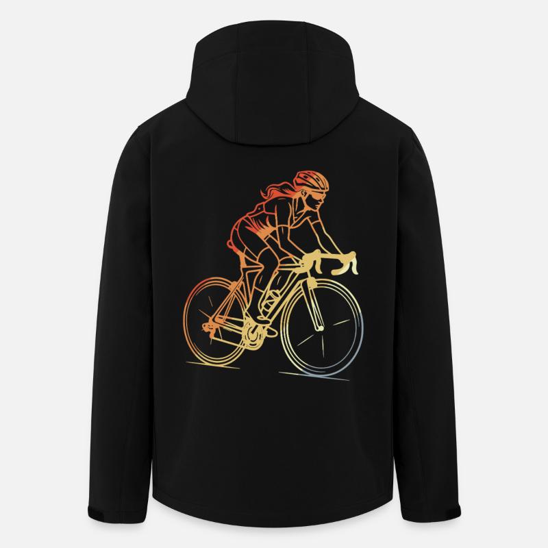 Retro Radfahrerin Line Art - Recycelte Männer Softshell-Jacke von Stanley/Stella - Schwarz
