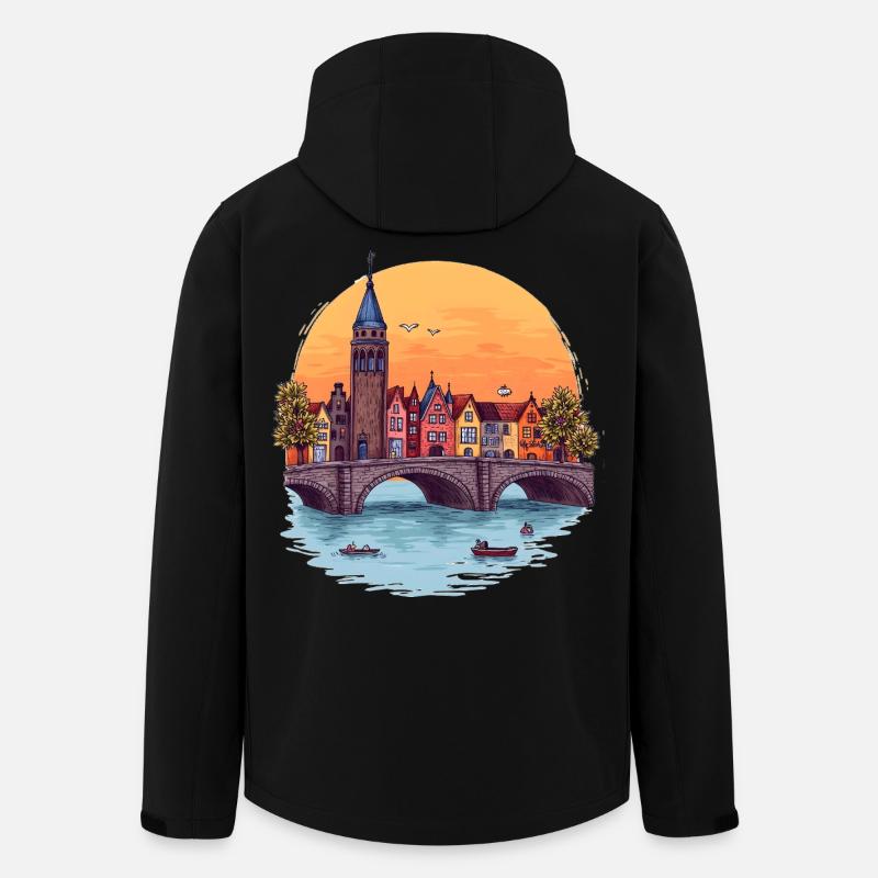 Amsterdam Skyline - - Men’s Recycled Softshell Jacket by Stanley/Stella - black