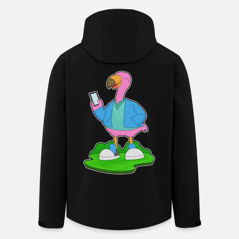 Téléphone portable Flamingo - Veste softshell homme en polyester recyclé Stanley/Stella - noir