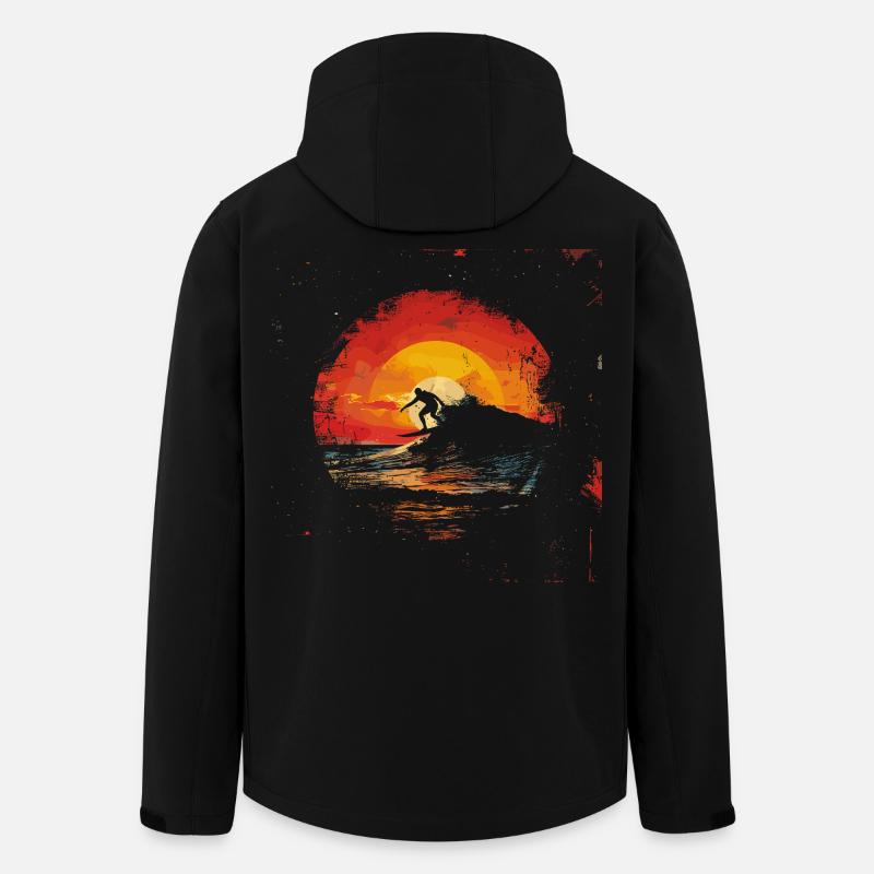 Surfeur Coucher de soleil - Veste softshell homme en polyester recyclé Stanley/Stella - noir