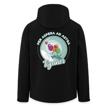 Snow sledging love drawing humor - Men’s Recycled Softshell Jacket by Stanley/Stella - black - Back - AI Model Male 185 light (185cm)