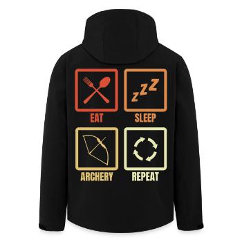 Essen Schlafen Bogenschießen Wiederholen - Recycelte Männer Softshell-Jacke von Stanley/Stella - Schwarz - Hinten - AI Model Male 185 light (185cm)