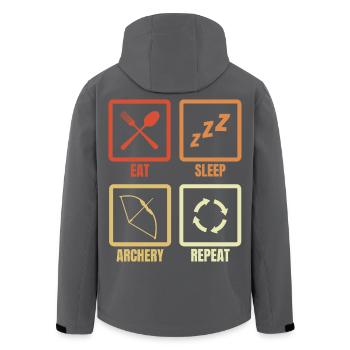 Essen Schlafen Bogenschießen Wiederholen - Recycelte Männer Softshell-Jacke von Stanley/Stella - Anthrazit - Hinten - AI Model Male 185 light (185cm)