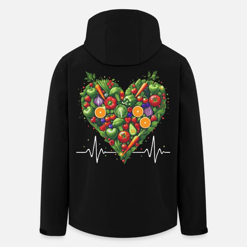 Cœur sain Fruit & Veggie Illustration - Veste softshell homme en polyester recyclé Stanley/Stella - noir