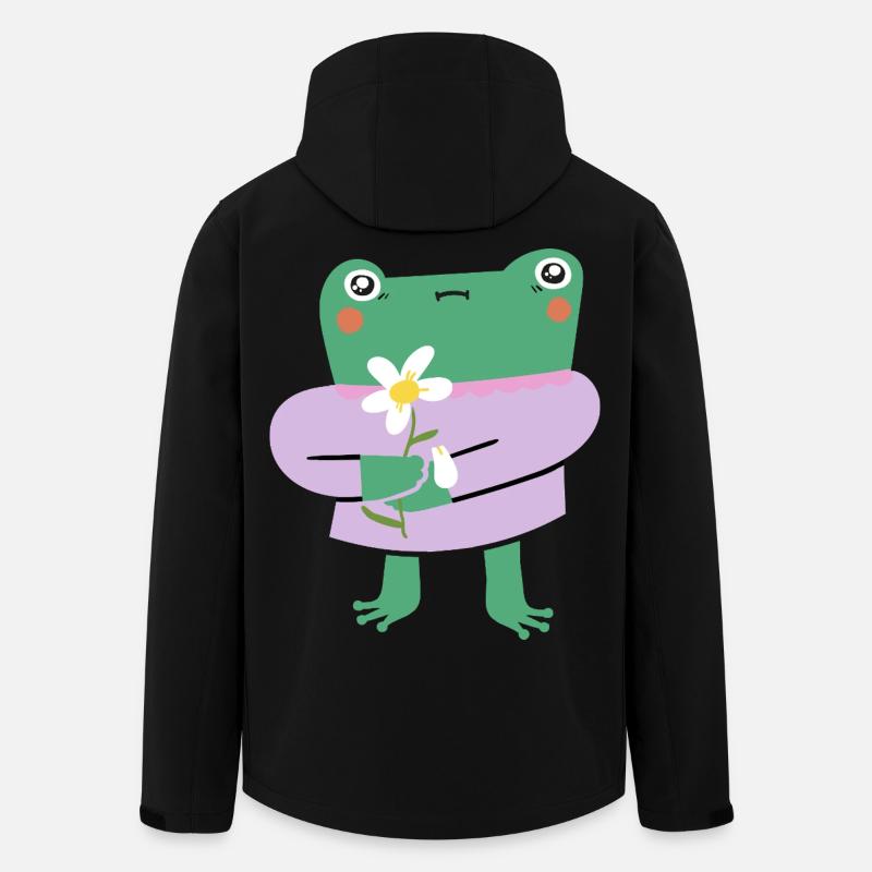 Cute Frog with Flower – Wholesome Vibes - Men’s Recycled Softshell Jacket by Stanley/Stella - black