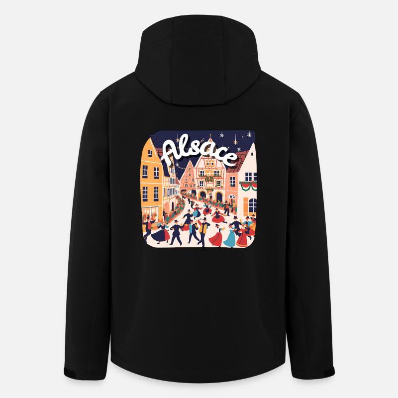 Alsace festive danse village - Veste softshell homme en polyester recyclé Stanley/Stella - noir