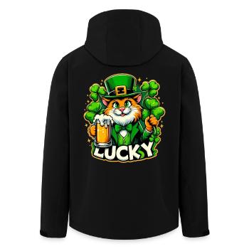 St. Patrick's Day Leprechaun Cat Happy - Men’s Recycled Softshell Jacket by Stanley/Stella - black - Back - AI Model Male 185 light (185cm)
