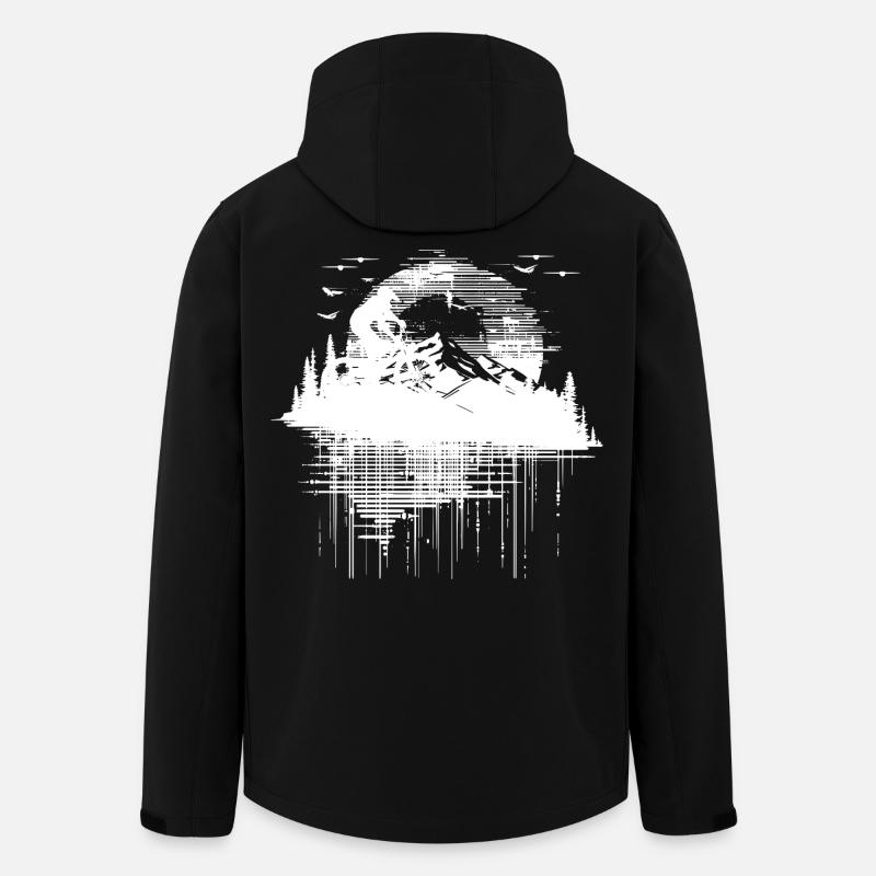 Mountain Biking Drawing - Men’s Recycled Softshell Jacket by Stanley/Stella - black