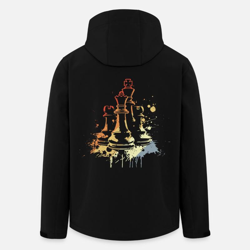 Pièces d’échecs Graffiti - Veste softshell homme en polyester recyclé Stanley/Stella - noir