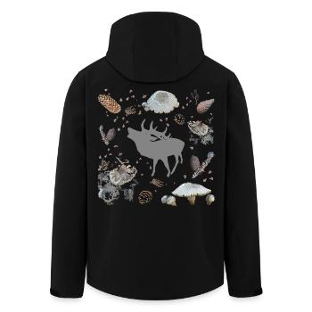 Cerf aux pommes de pin et champignons - Veste softshell homme en polyester recyclé Stanley/Stella - noir - Dos - AI Model Male 185 light (185cm)