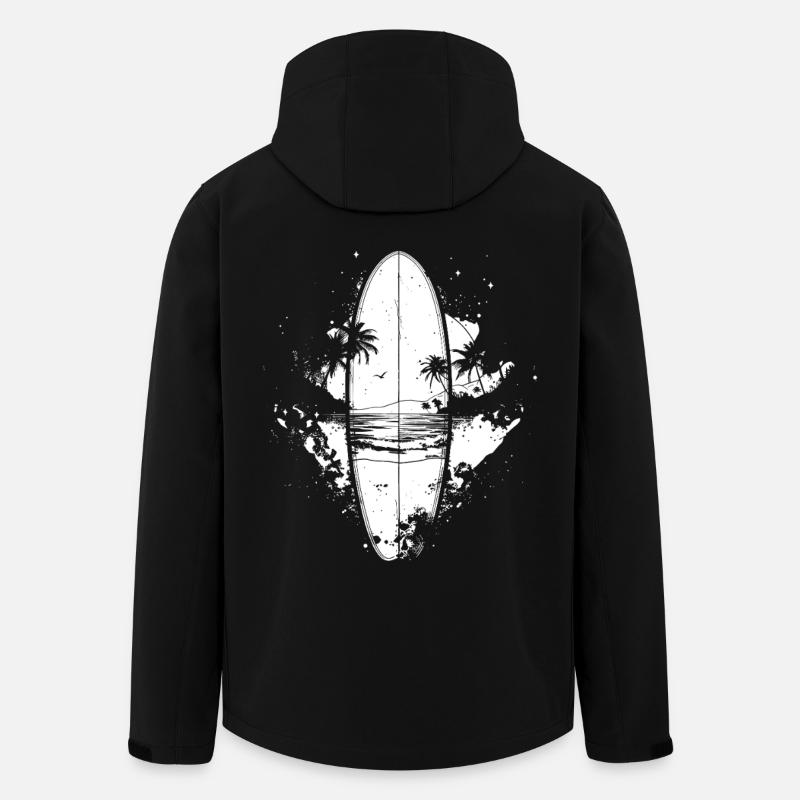 Surfbrett Skizze - Recycelte Männer Softshell-Jacke von Stanley/Stella - Schwarz