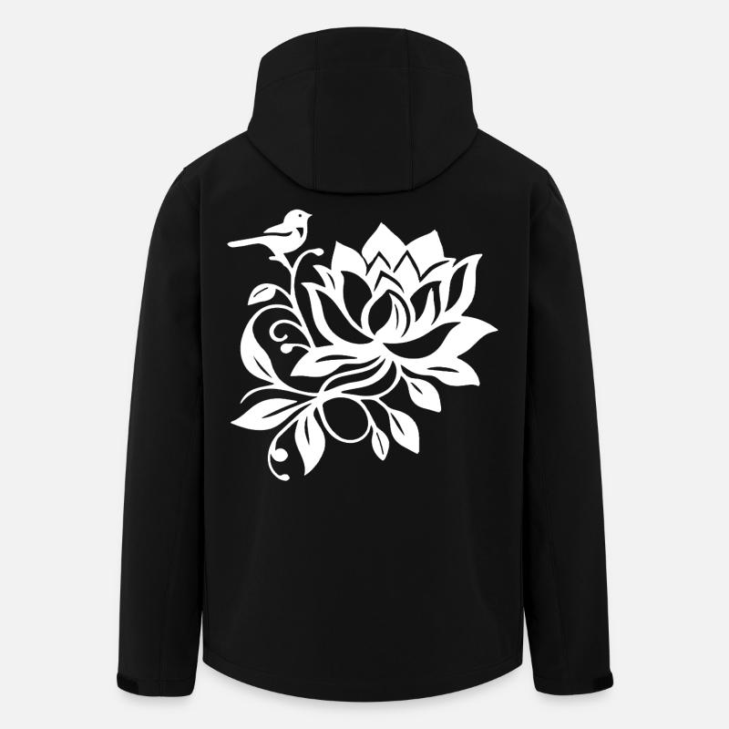 Le lotus blanc et l'oiseau - Veste softshell homme en polyester recyclé Stanley/Stella - noir