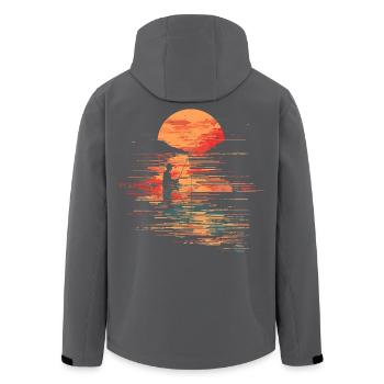 Fishing Illustration - Men’s Recycled Softshell Jacket by Stanley/Stella - black - Back - AI Model Male 185 light (185cm)