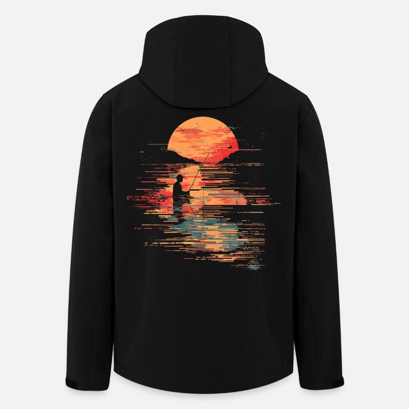 Fischerei Illustration - Recycelte Männer Softshell-Jacke von Stanley/Stella - Schwarz