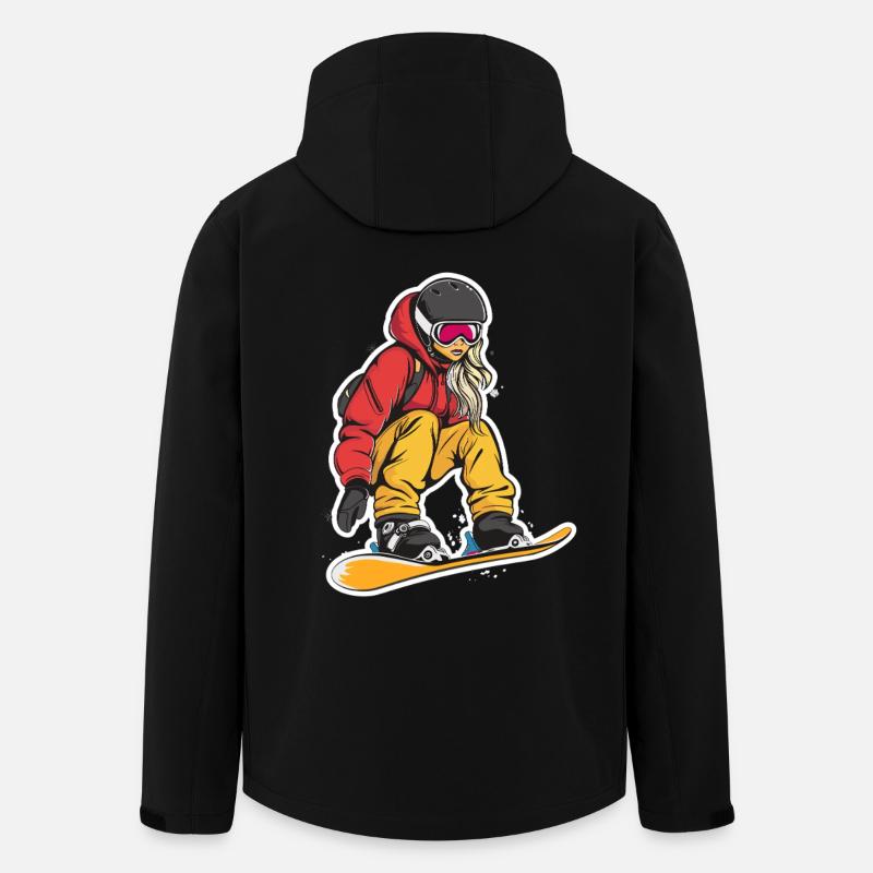 Graphique du snowboarder - Veste softshell homme en polyester recyclé Stanley/Stella - noir