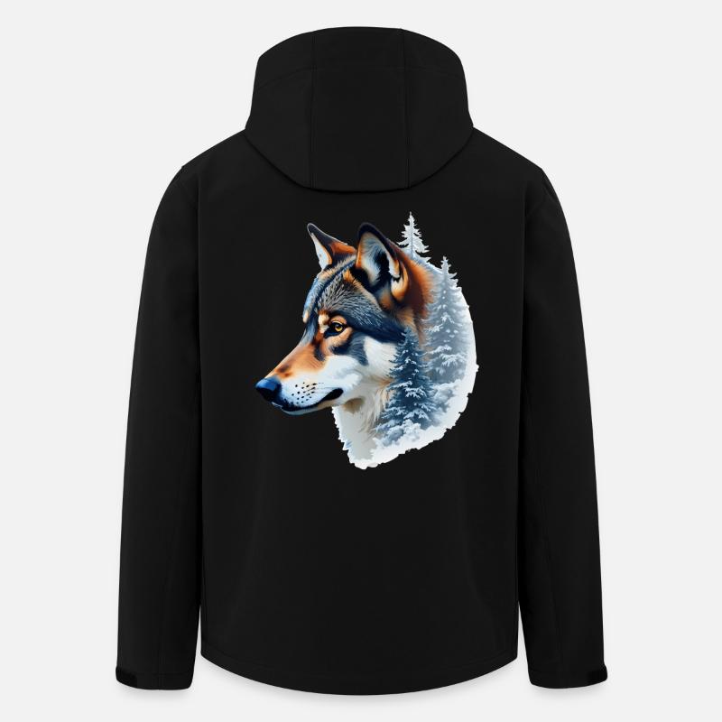 Snow Wolf: Wild and Winter Fusion - Men’s Recycled Softshell Jacket by Stanley/Stella - black