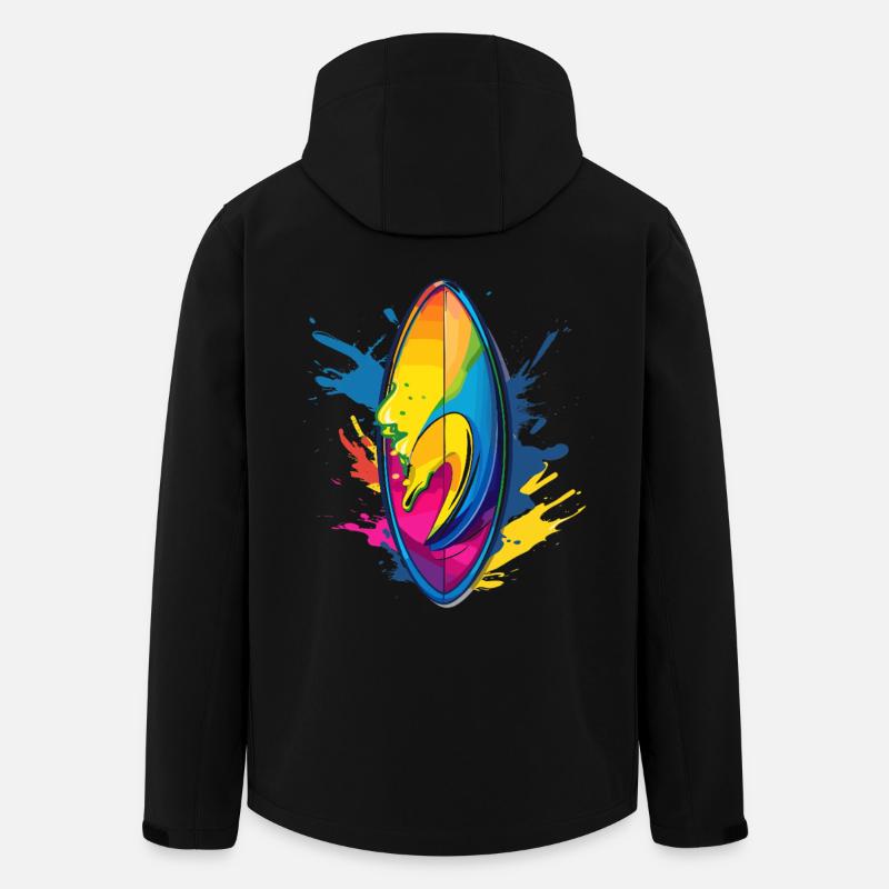 Surfbrett Farbklecks - Recycelte Männer Softshell-Jacke Discoverer von Stanley/Stella - Schwarz